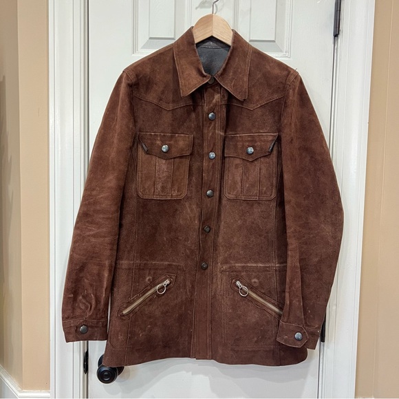 Vintage Jackets & Blazers - Vintage Brown Suede 100% Genuine Leather Jacket Made in Spain Women's Large